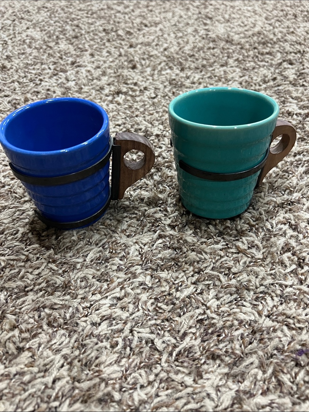 Vintage ringware pottery mugs